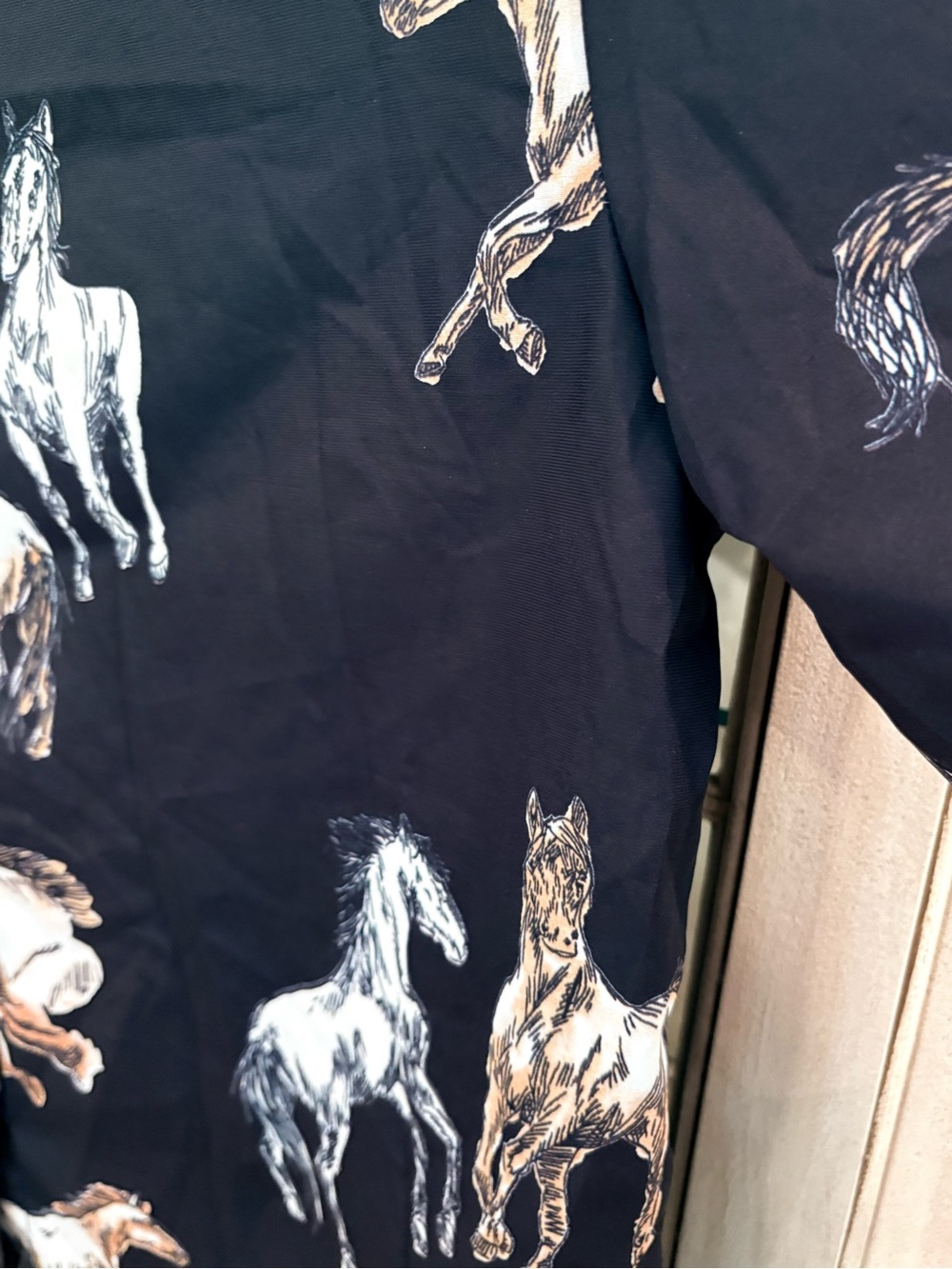 Black Button-Down Blouse with Elevated Equestrian Print - Picture 6 of 9